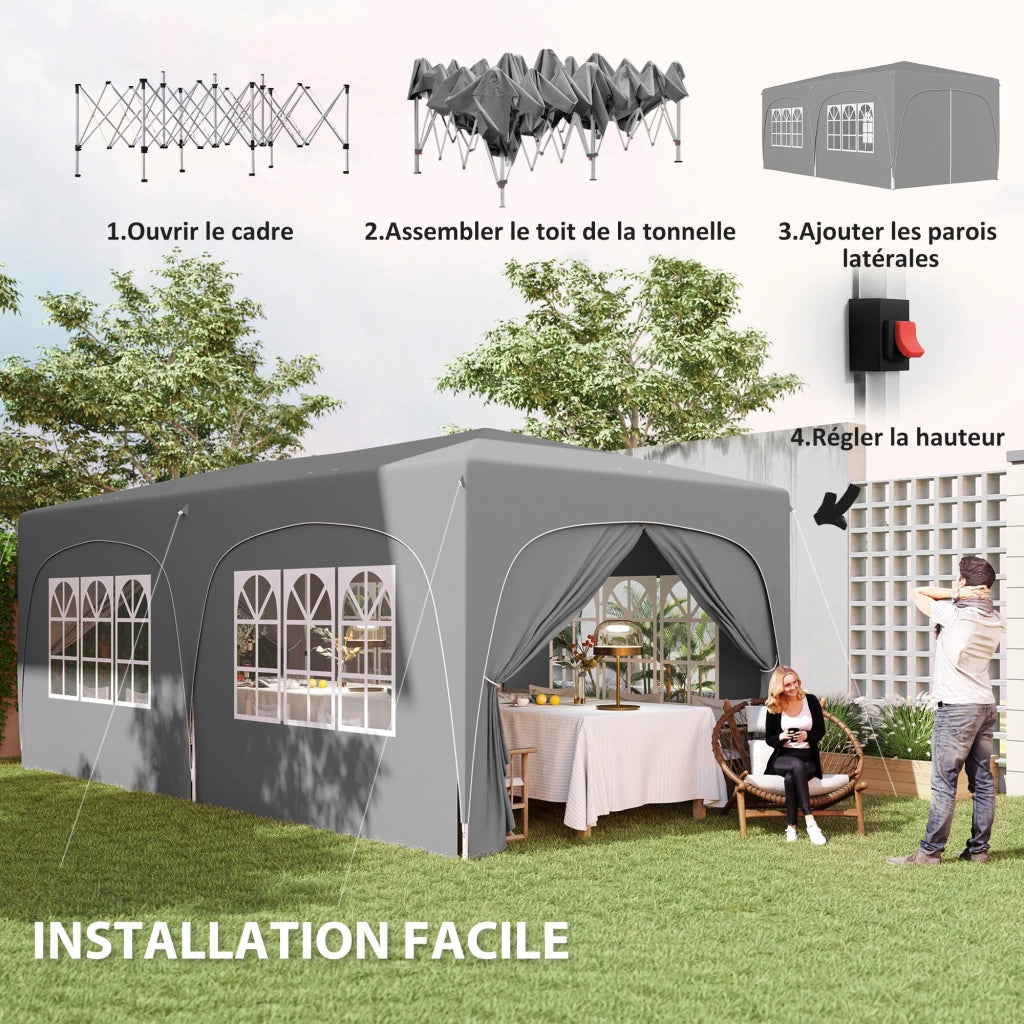 Tonnelle pliante 3x6m Pop Up ¨C zephmum ¨C Grigio chiaro
