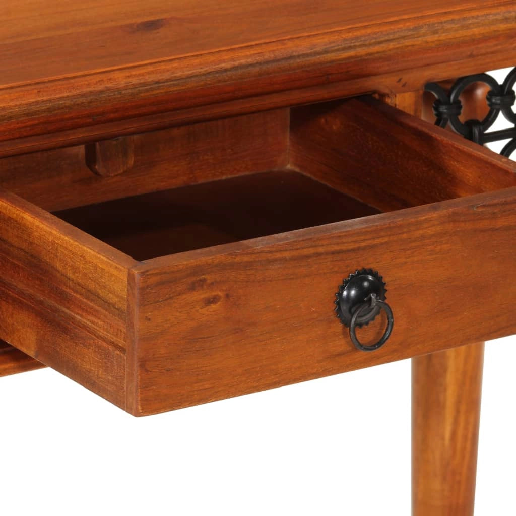 Scrivania tavolo postazione di lavoro scrivania per computer mobile da studio con cassetto 110 x 50 x 76 cm legno massello di acacia marrone 02_0023443