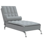 Chaise Longue Massaggi Cuscino a Rullo Grigio Chiaro in Tessuto CFW9771073
