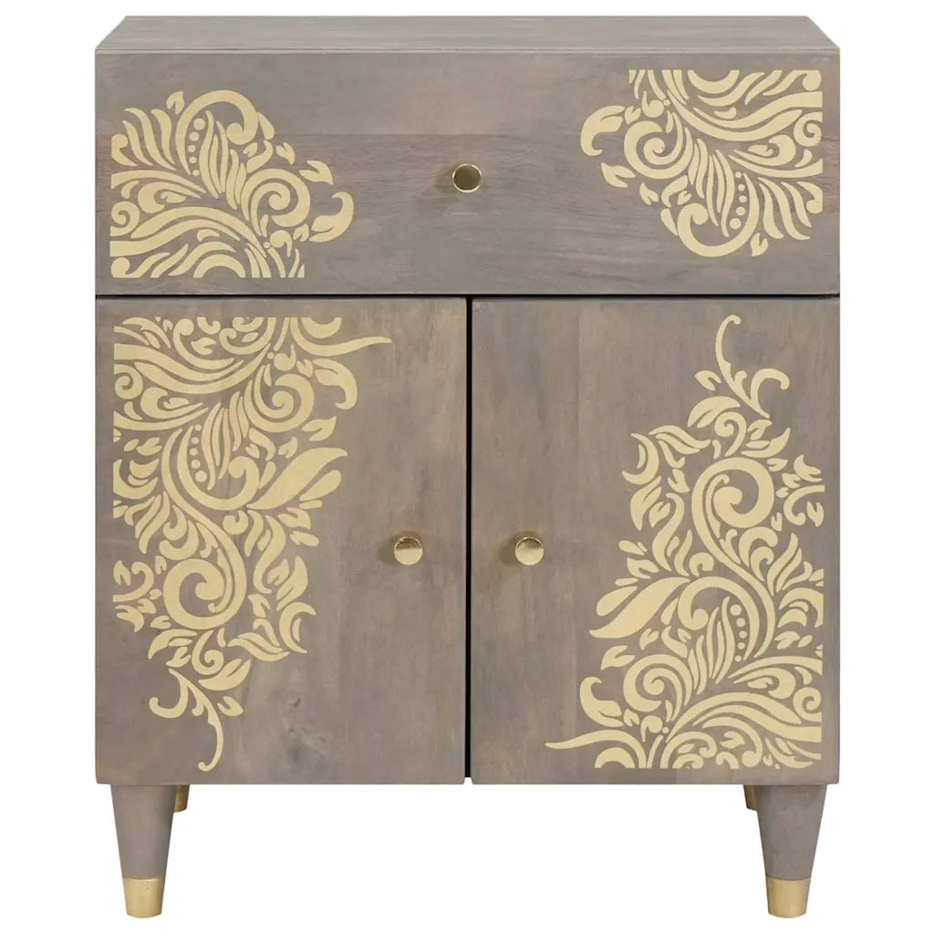 Comodino con porta con cassetto-Tavolino da notte Grigio 50 x 33 x 60 cm 156403