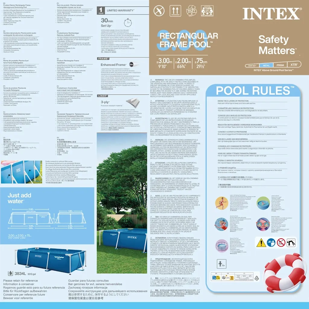 INTEX Piscina Rectangular Frame 300x200x75 cm 3202754