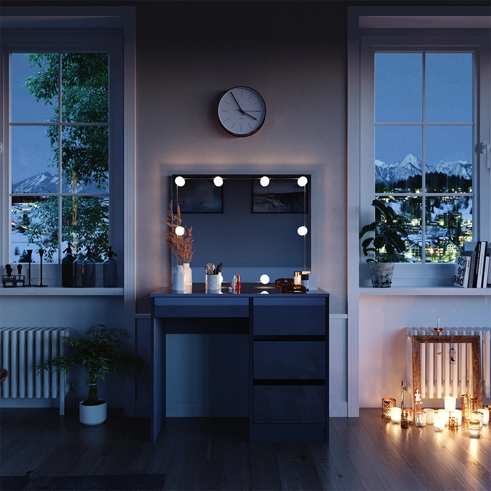 Vicco Tavolo da toeletta Antracite 90 cm con specchio e illuminazione a LED