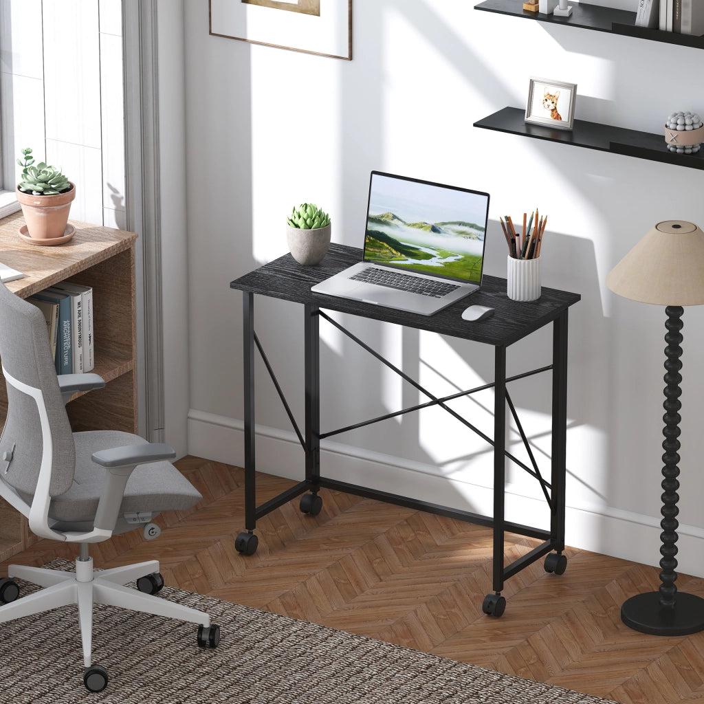 Scrivania pieghevole con ruote ¨C zephmum ¨C 80x40x75 cm nero