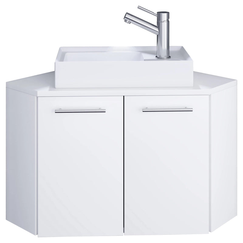 Vivere di Ezooza Mobile Angolare Sospeso con lavabo in ceramica di alta qualità, Bianco ,