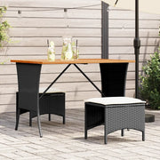 vidaXL Set da Pranzo da Giardino 3 pz con Cuscini Nero in Polyrattan