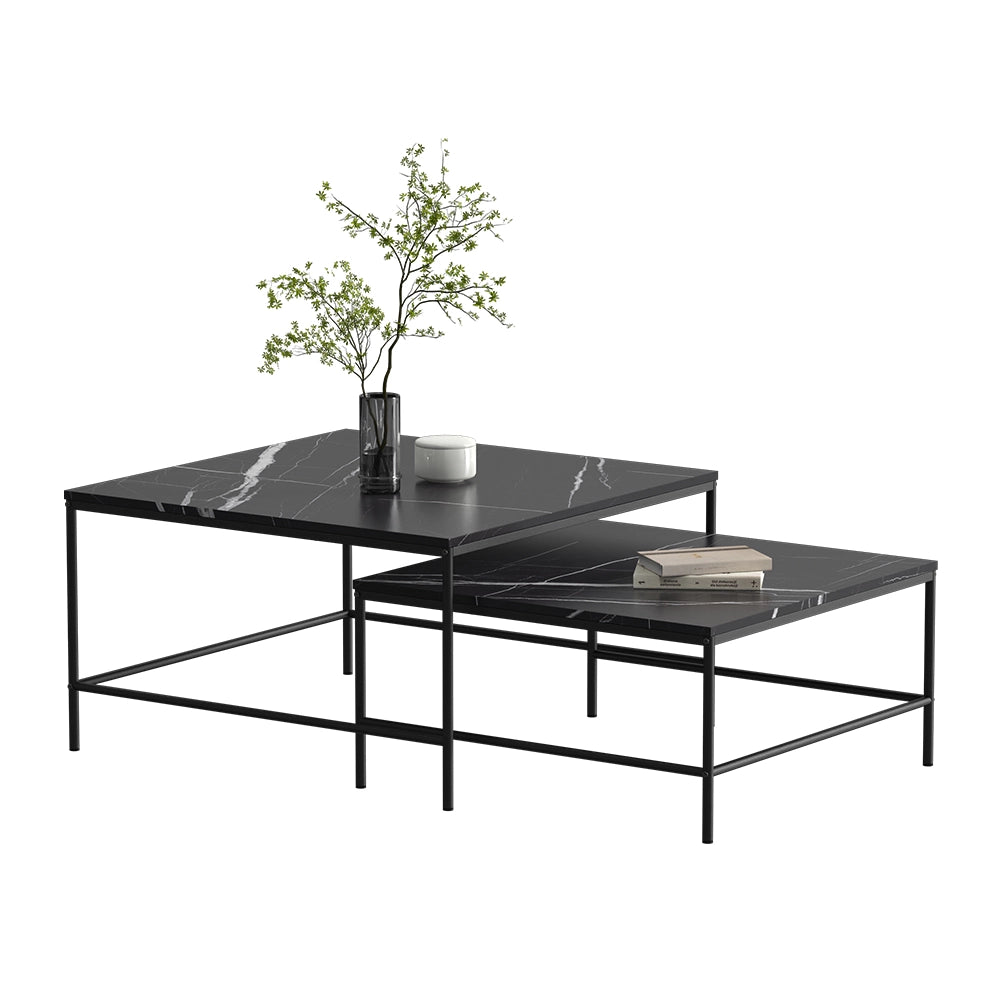 Vicco Tavolino da divano Nero 80 x 80 cm 2 parti