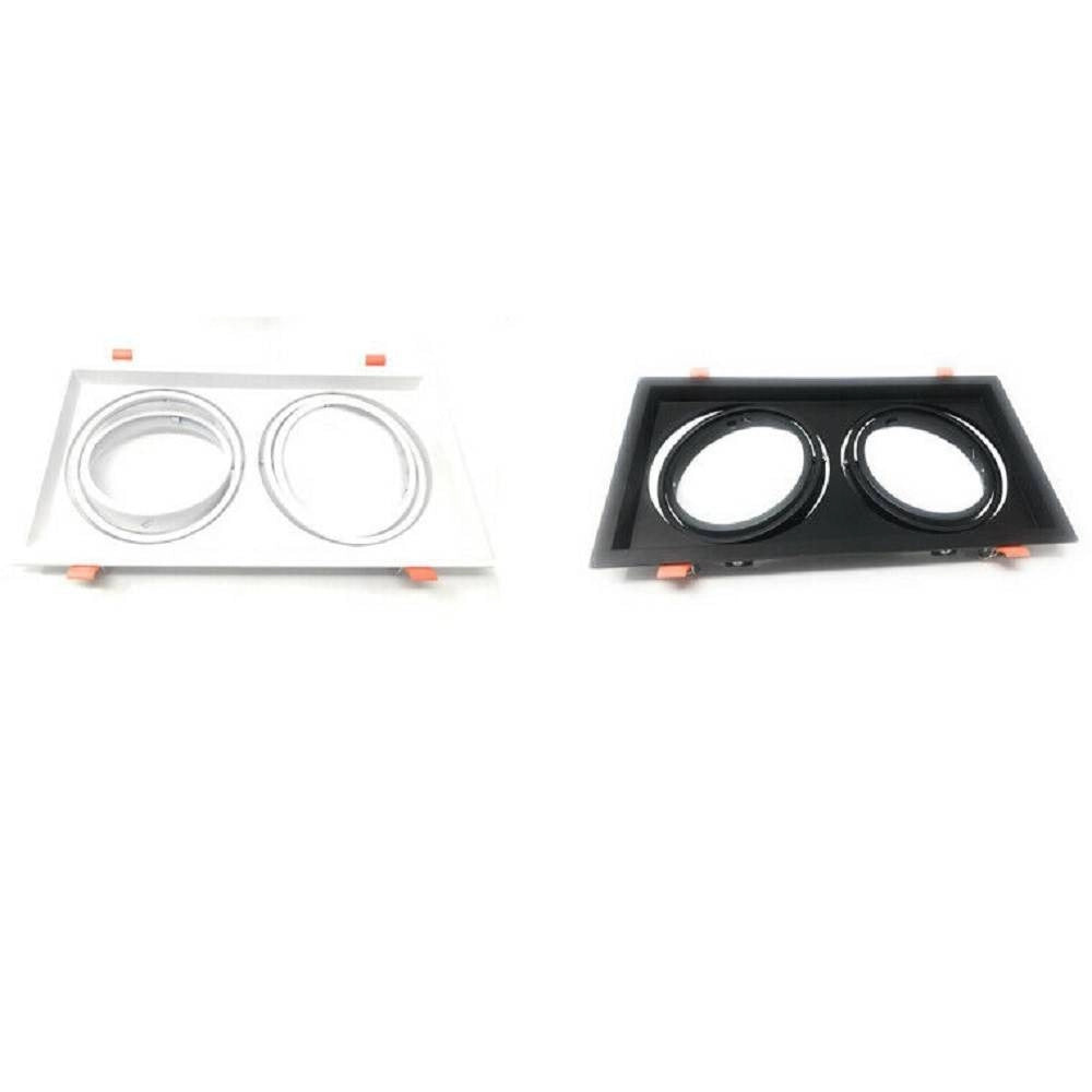 Trade Shop - Porta Faretto Incasso Doppio Faretto Ar111 Rettangolare Orientabile P-ar111-2 -