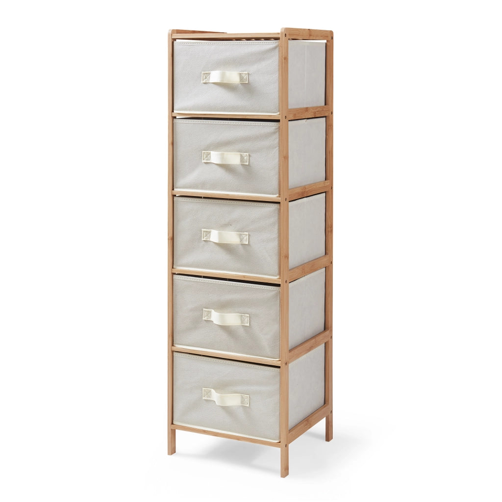 Cassettiera Maldon Comò Organizzatore con 5 Cassetti 122 x 37 x 35 cm - Naturale / Beige [en.casa]