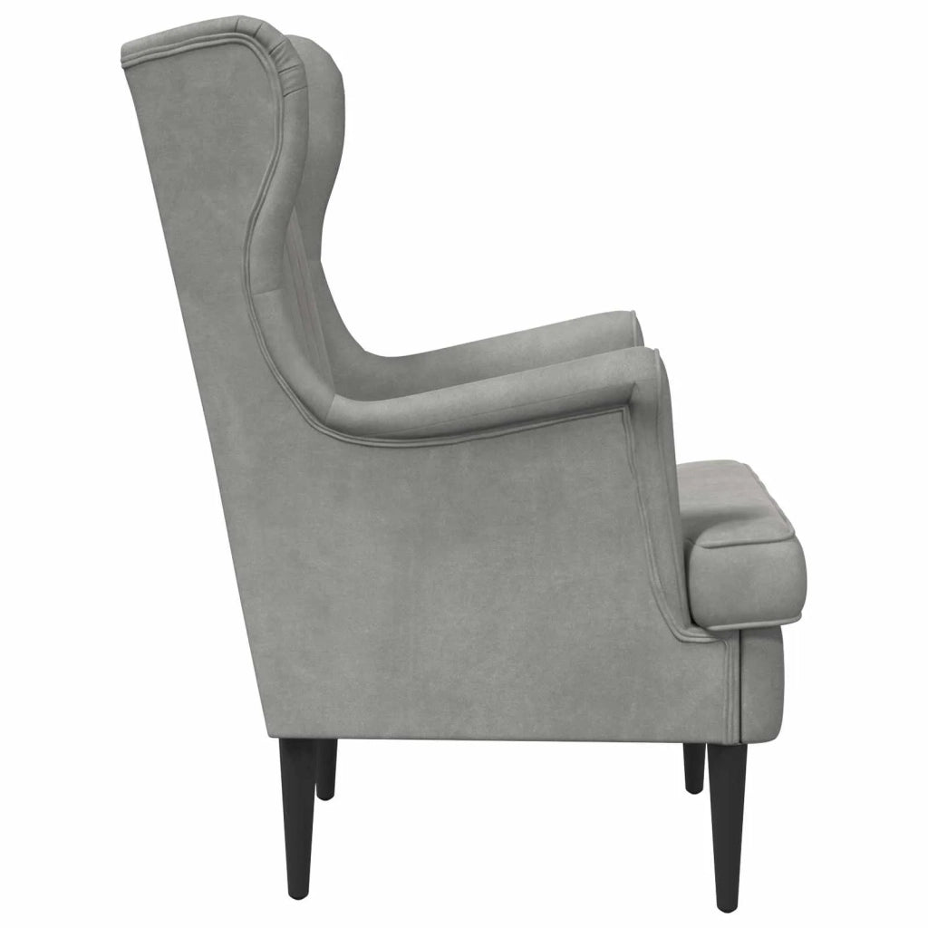 Poltrona-Divano Sedia-Poltroncina Grigio Chiaro Velluto 207295