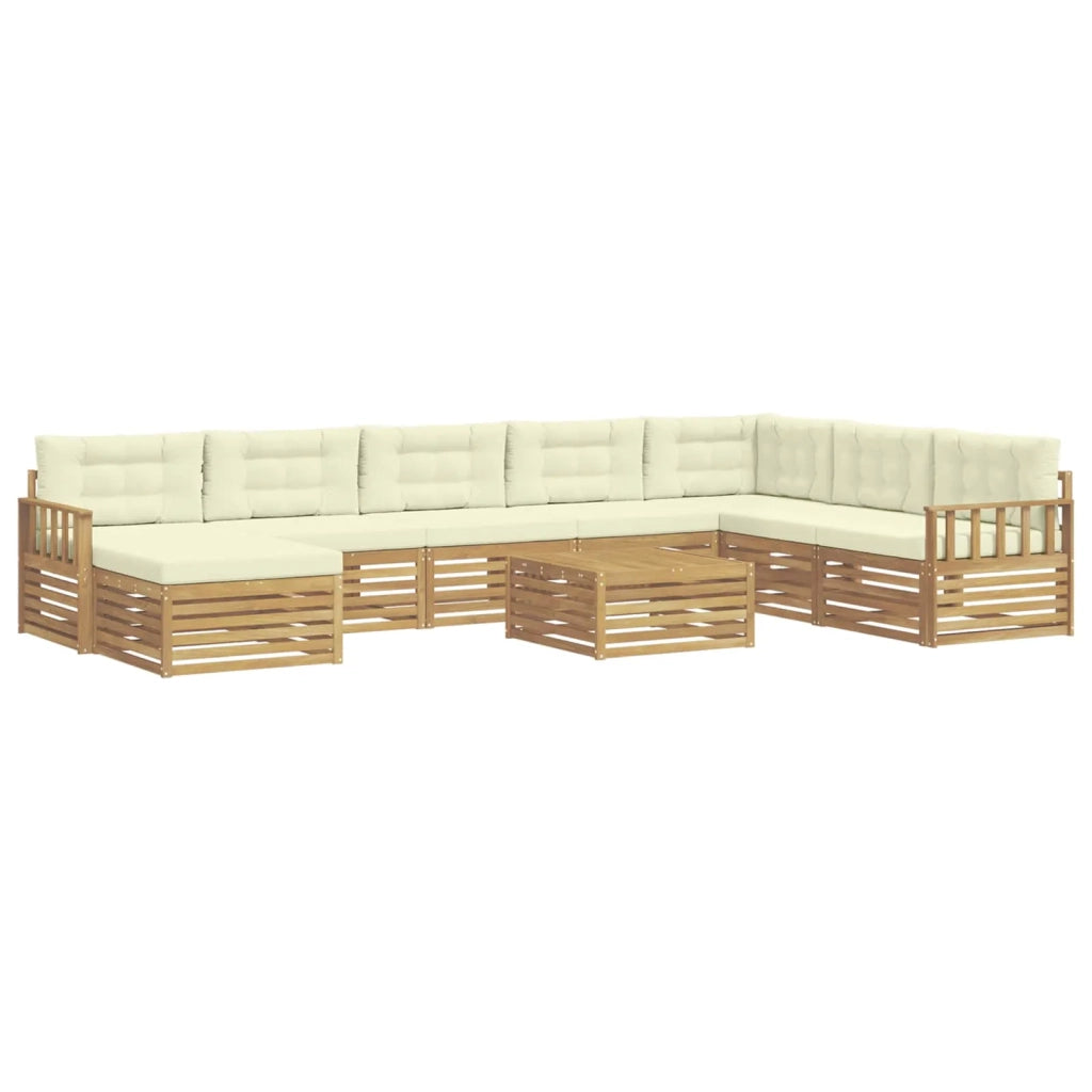 Set di divani da esterno 9 pz Bianco e Crema 3390995