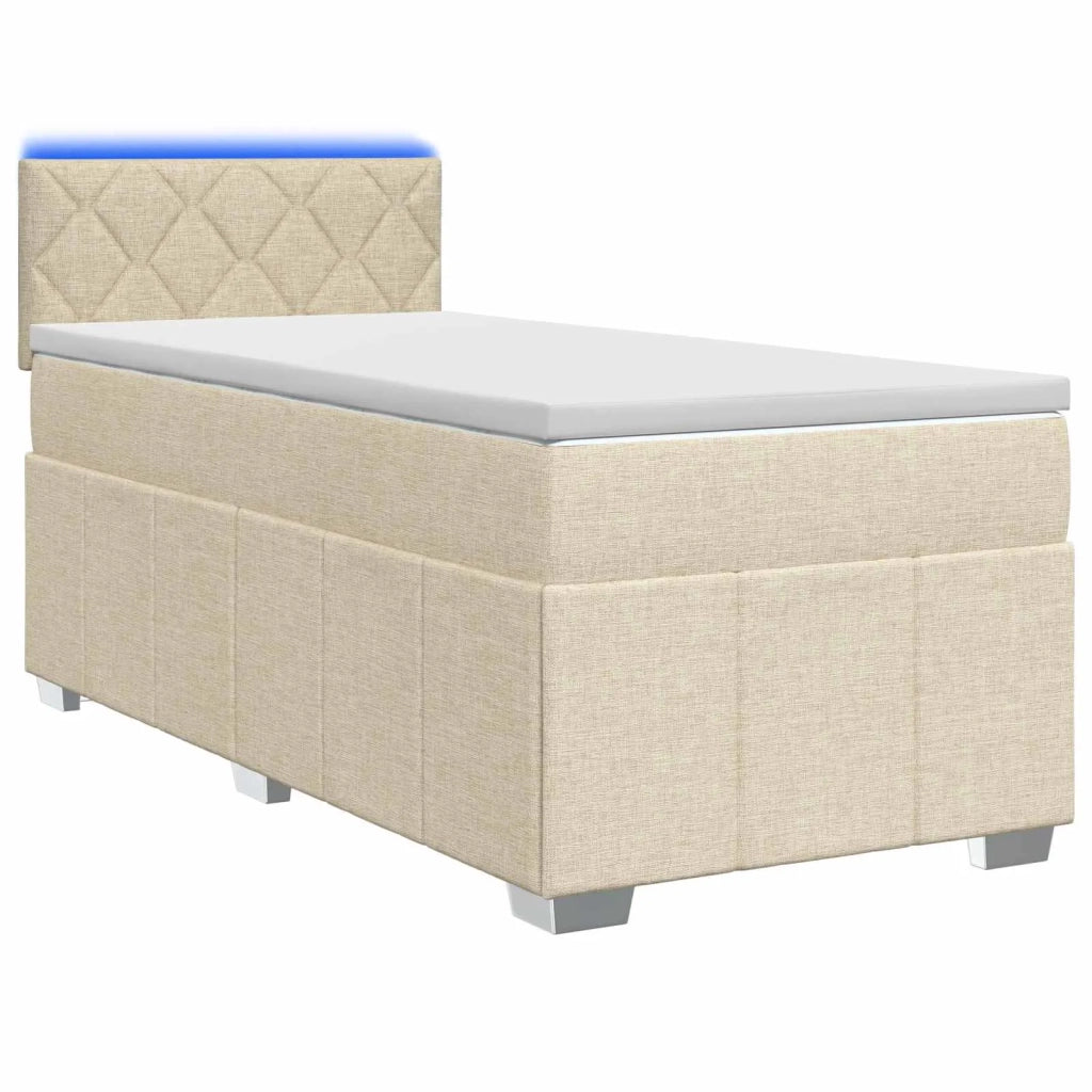 Letto box spring con materasso Crema 100 x 200 cm Tessuto 3452619