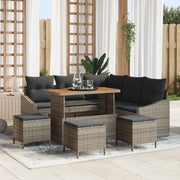 Set Divano da Giardino con cuscino 9 pcs Grigio polyrattan