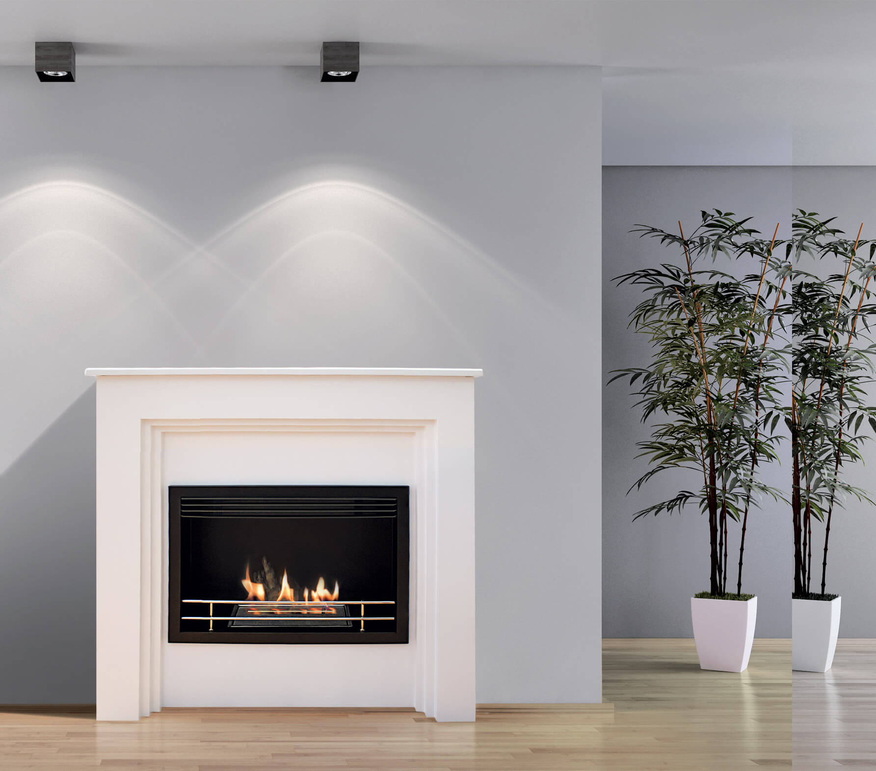 Camino a Bioetanolo da Pavimento 95x33x96 cm Karlsen Conegliano Bianco