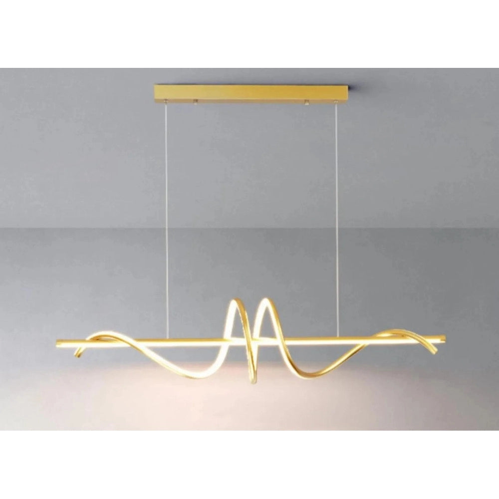 Trade Shop - Lampadario A Sospensione Led 65w Oro Spirale Ondulato Luce 6500k Vortice Orizzontale 32453 -