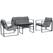 Set da giardino 4 pezzi con divano 2 posti, 2 poltrone e tavolino ¨C zephmum ¨C grigio