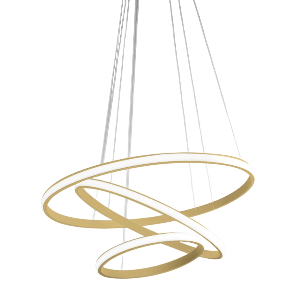 Lampada a sospensione IOLE S/3 - 70W 3600lm 3000K dimmerabile - Alluminio oro spazzolato e silicone bianco opale - Gealuce