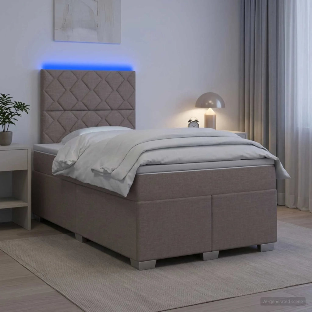 Letto box spring con materasso Tortora 120 x 190 cm Tessuto 3454835
