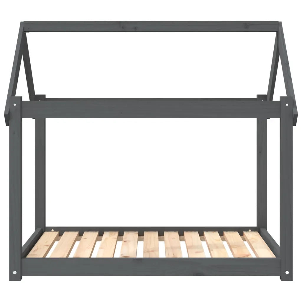 Cuccia per Cani Grigia 101x70x90 cm in Legno Massello di Pino