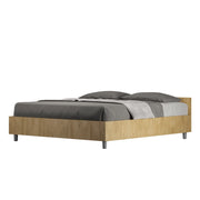 Letto Matrimoniale 160x190 cm con Rete e Contenitore Alzata Comoda Testata Bassa Nuamo Quercia