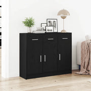 Credenza Rovere Nero 91x28x75 cm in Legno Multistrato 862447