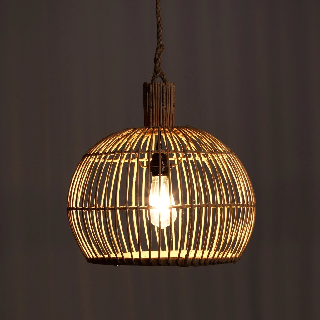 Lampadario a filo in rattan colore naturale per esterno