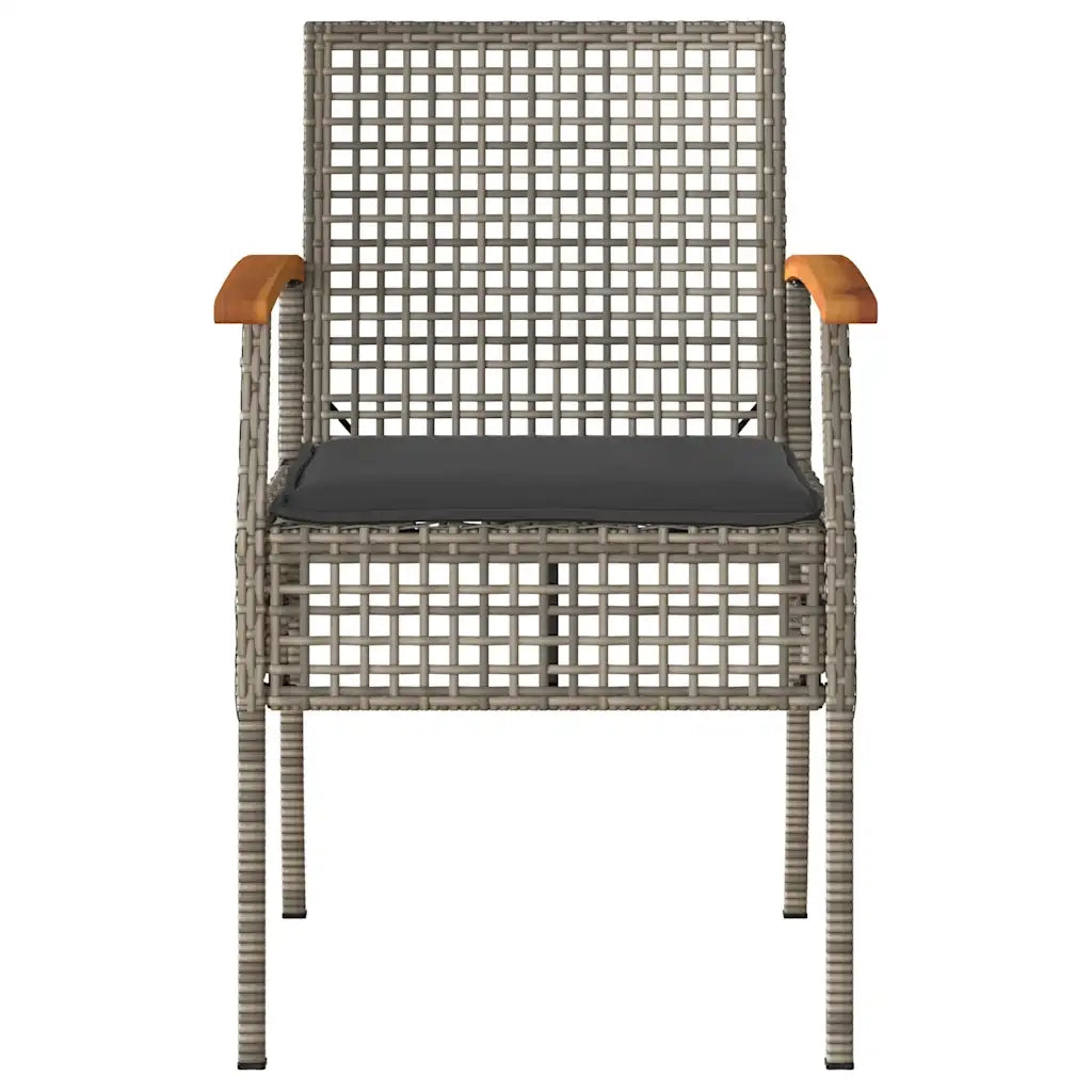 Set Divani da Giardino 4 pz con Cuscini in Polyrattan Grigio