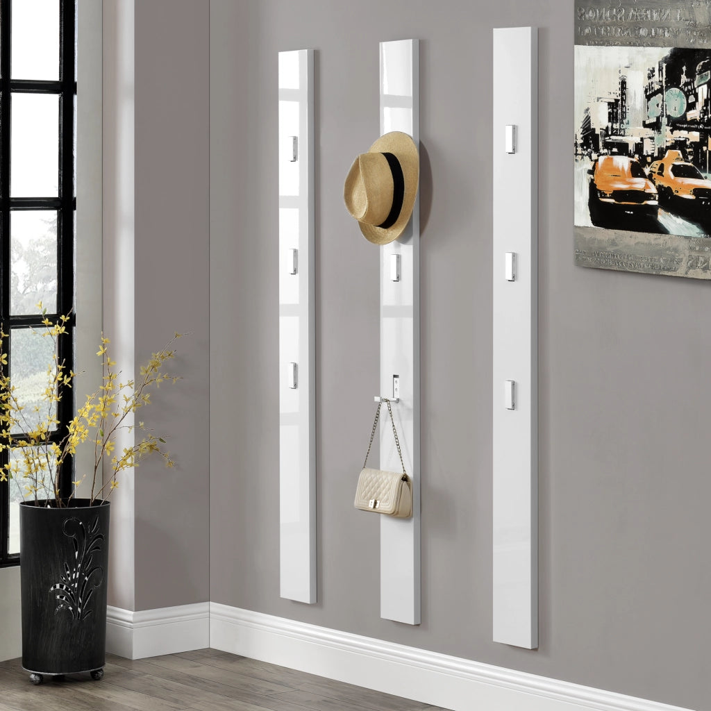 Appendiabiti da Parete Hansnes con 3 Ganci Pieghevoli 165 x 15 x 2,5 cm - Bianco [en.casa]
