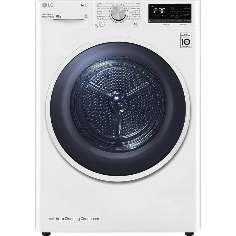 LG RH80V9AVHN ASCIUGATRICE SMART DUAL INVERTER A POMPA DI CALORE 8KG WIFI CLASSE C