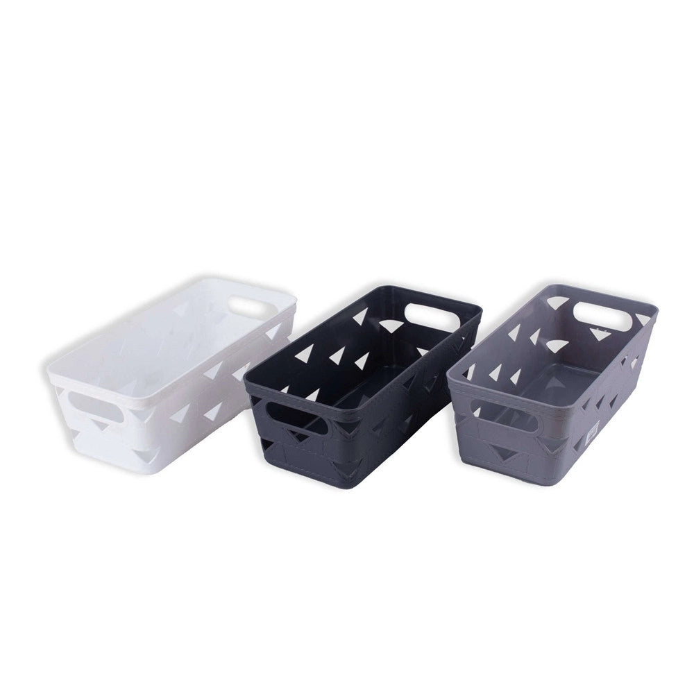 Trade Shop - Set 2 Pz Cestino Porta Tutto Oggetti Organizer Rettangolare 25.3x12.3x9 Cm 10714 -