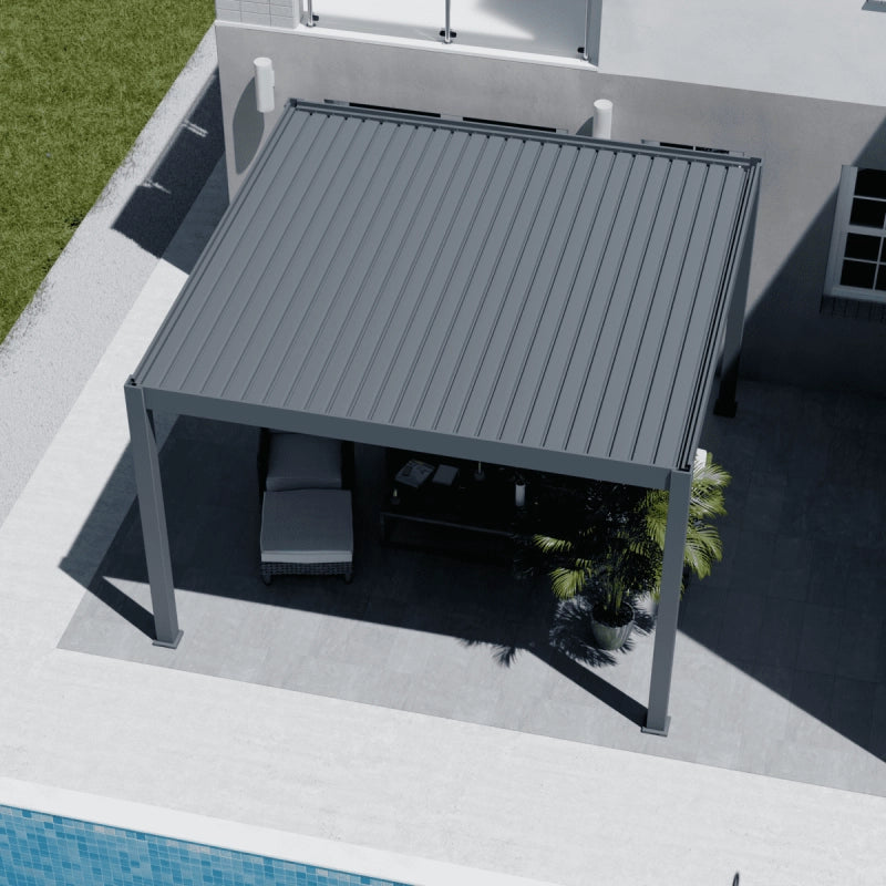 Pergola bioclimatica motorizzata Ombréa ELMO autoportante 4x4M - Antracite