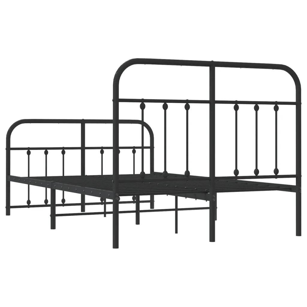 Letto matrimoniale | Letto per adulti | Giroletto con Testiera e Pediera Metallo Nero 120x200 cm