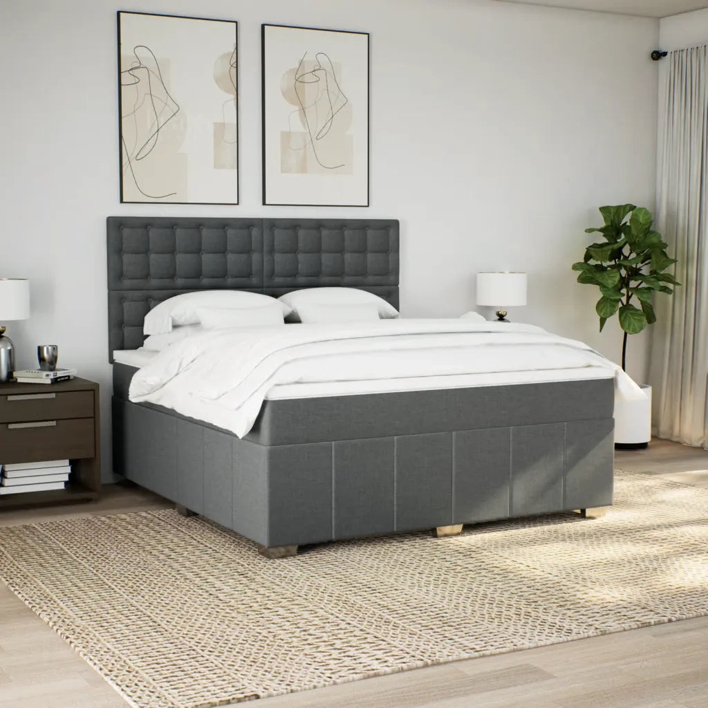 Giroletto a Molle con Materasso Grigio Scuro 180x200 cm Tessuto