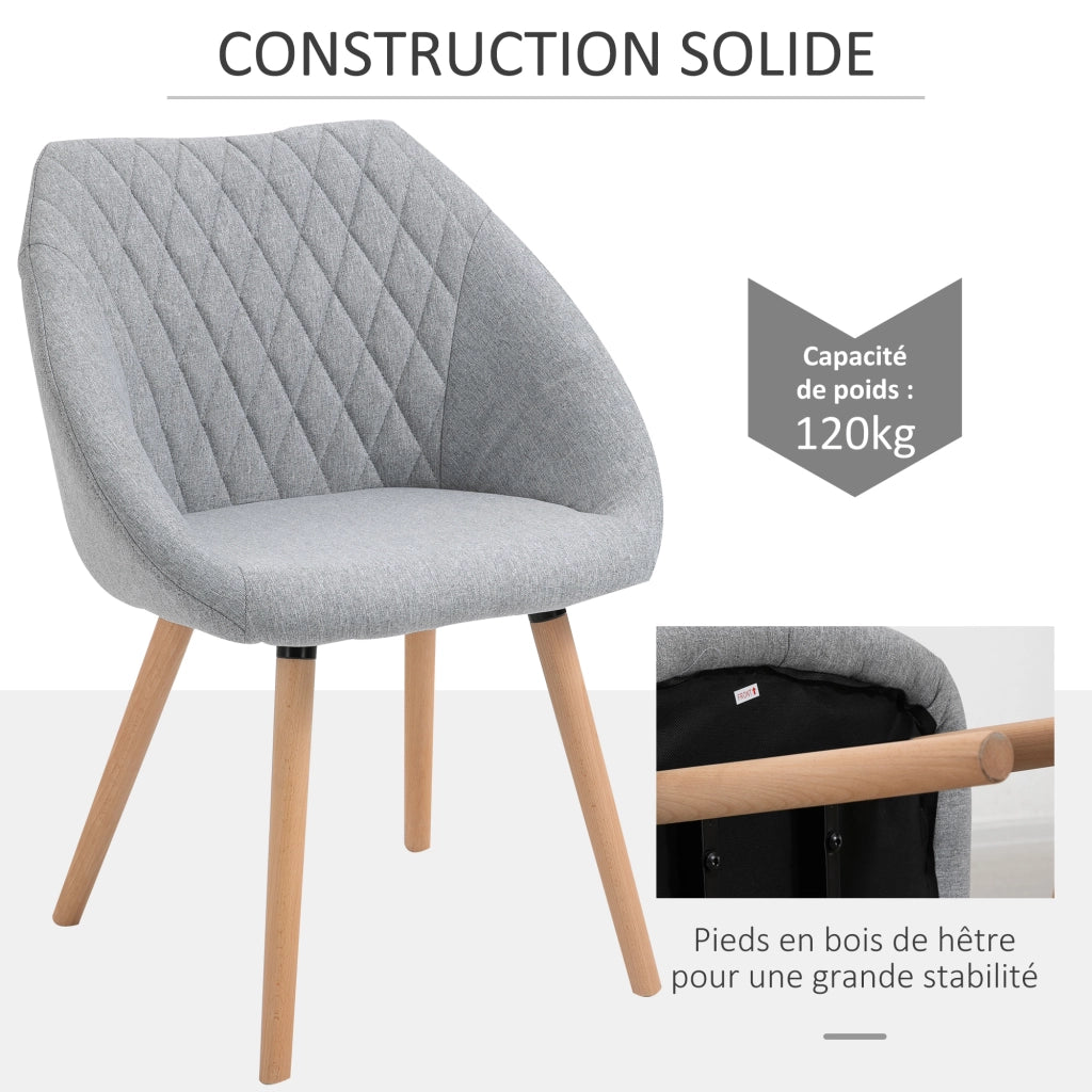 Set di 2 Sedie da Pranzo Design Scandinavo ¨C Zephmum ¨C Legno di Faggio Grigio