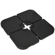Base per Ombrellone Set 4 Pezzi in HDPE Riempibile con Acqua o Sabbia, 104x104x7.5 cm, Nera