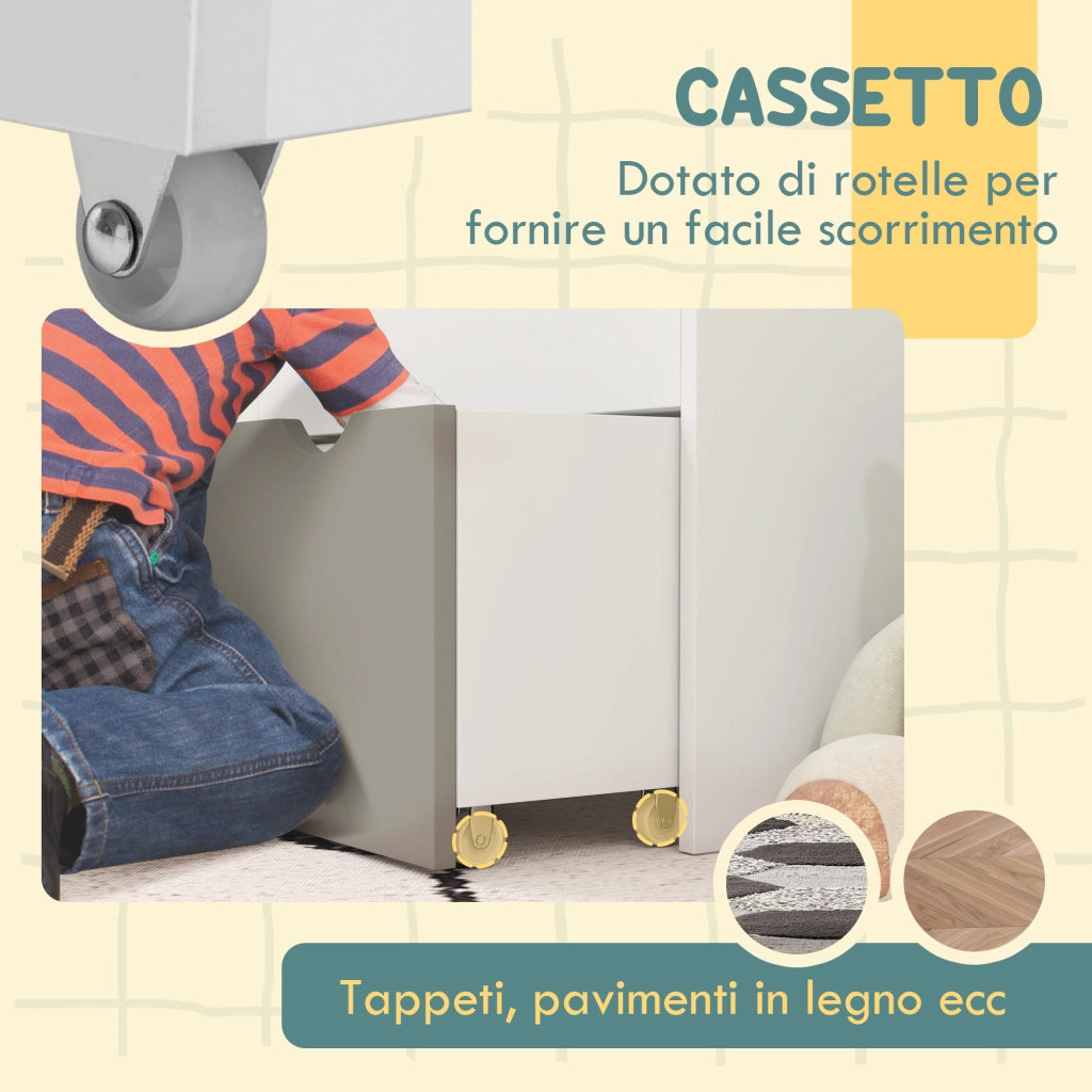 Libreria bambini 3 ripiani con cassetto ¨C Xylo ¨C MDF grigio 62.5x30x70 cm