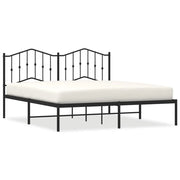 Letto matrimoniale | Letto per adulti | Giroletto con Testiera in Metallo Nero 180x200 cm