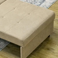 Poltrona Letto in Tessuto Effetto Velluto Marrone Chiaro con 2 Cuscini e Spazio Portaoggetti, 100x98x88 cm
