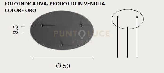 OBA0027 BASE CON 3 FORI ORO D.50CM H.3,5CM PER SOSPENSIONE