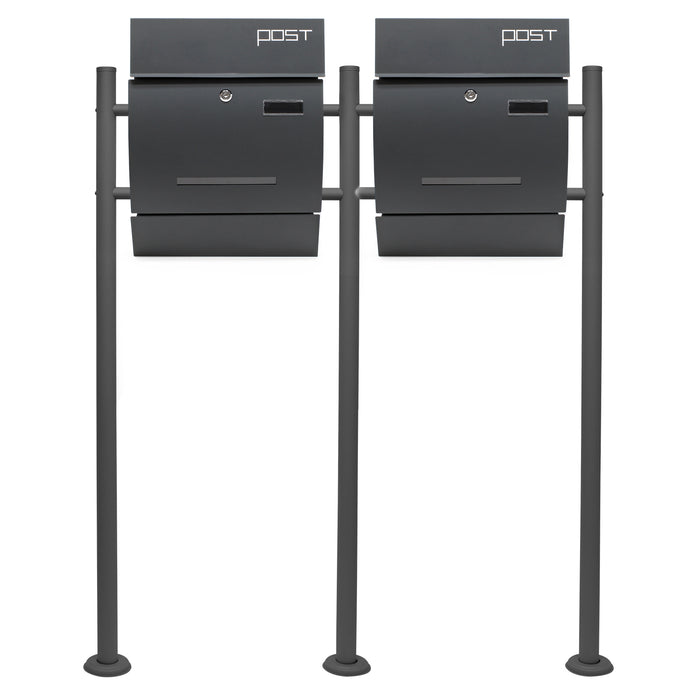 Set Cassetta postale singola autoportante V4 antracite, con telaio di supporto