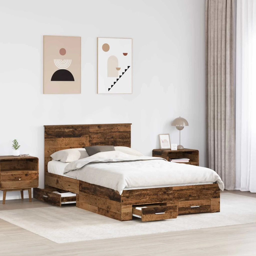 Struttura del letto con testiera-Giroletto con Testiera Legno vecchio 120 x 190 cm 879590
