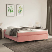 Struttura Letto a Rete a Molle-Giroletto Rosa 180x200 cm in Velluto 115452