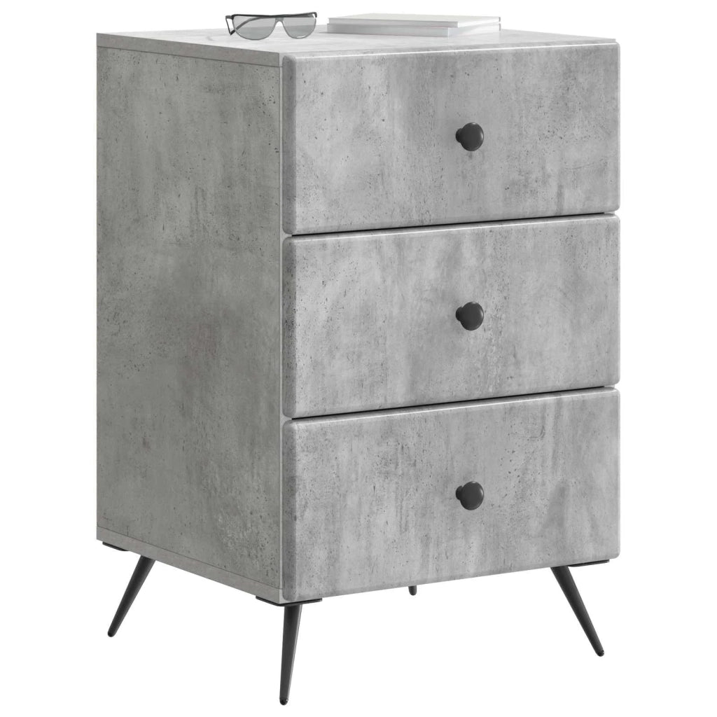 Comodino | Armadio da Notte | Mobiletto da notte con cassetto Grigio Cemento 43 x 41 x 66,5 cm