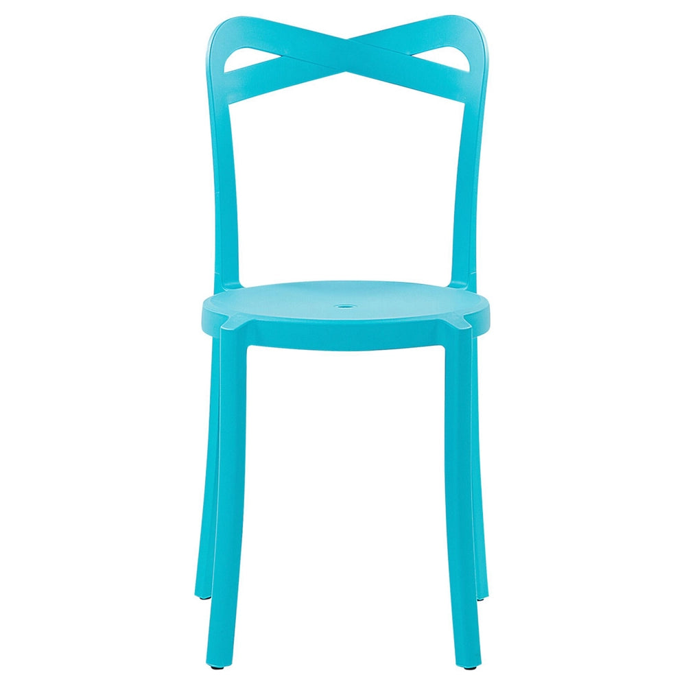 Set di 6 Sedie da pranzo per Giardino in Plastica di colore Blu in stile moderno contemporaneo esterno terrazzo