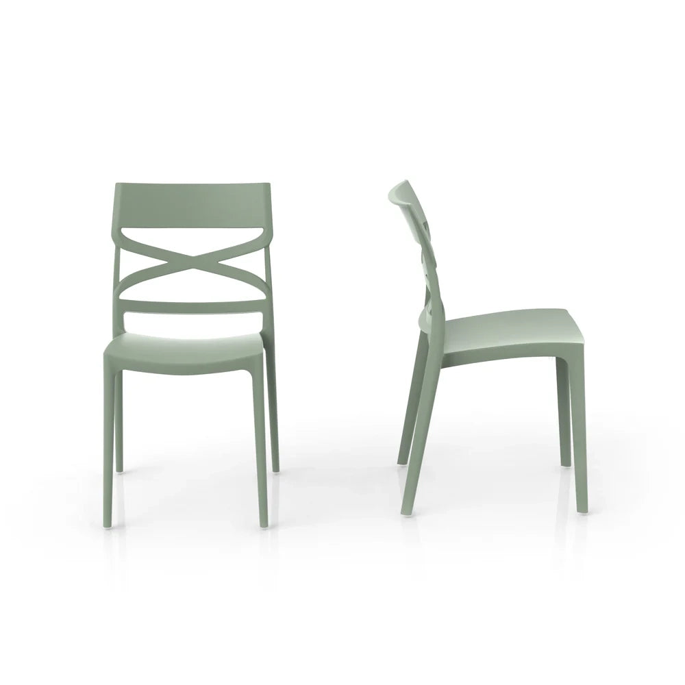 Set 4 sedie in polipropilene FLOW, 100% MADE IN ITALY, impilabile, resistente ai raggi UV, design moderno, ideale per sala da pranzo, cucina, bar, ristoranti o giardino, colore Menta