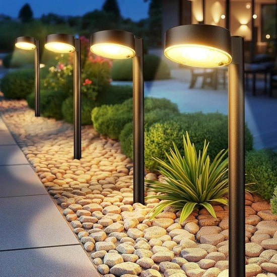 Lampade solari per esterno giardino 4 x 12 led luminose con durata di funzionamento prolungata IP65 impermeabili illuminazione esterna decorativa per prato terrazza cortile balcone