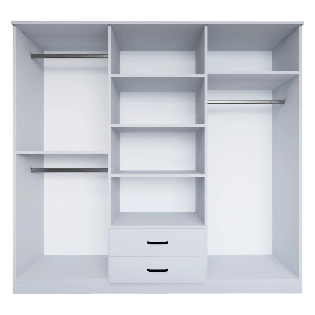 Armadio Camera da Letto Copiano, Guardaroba Grande 6 Ripiani, 180x190h cm Bianco