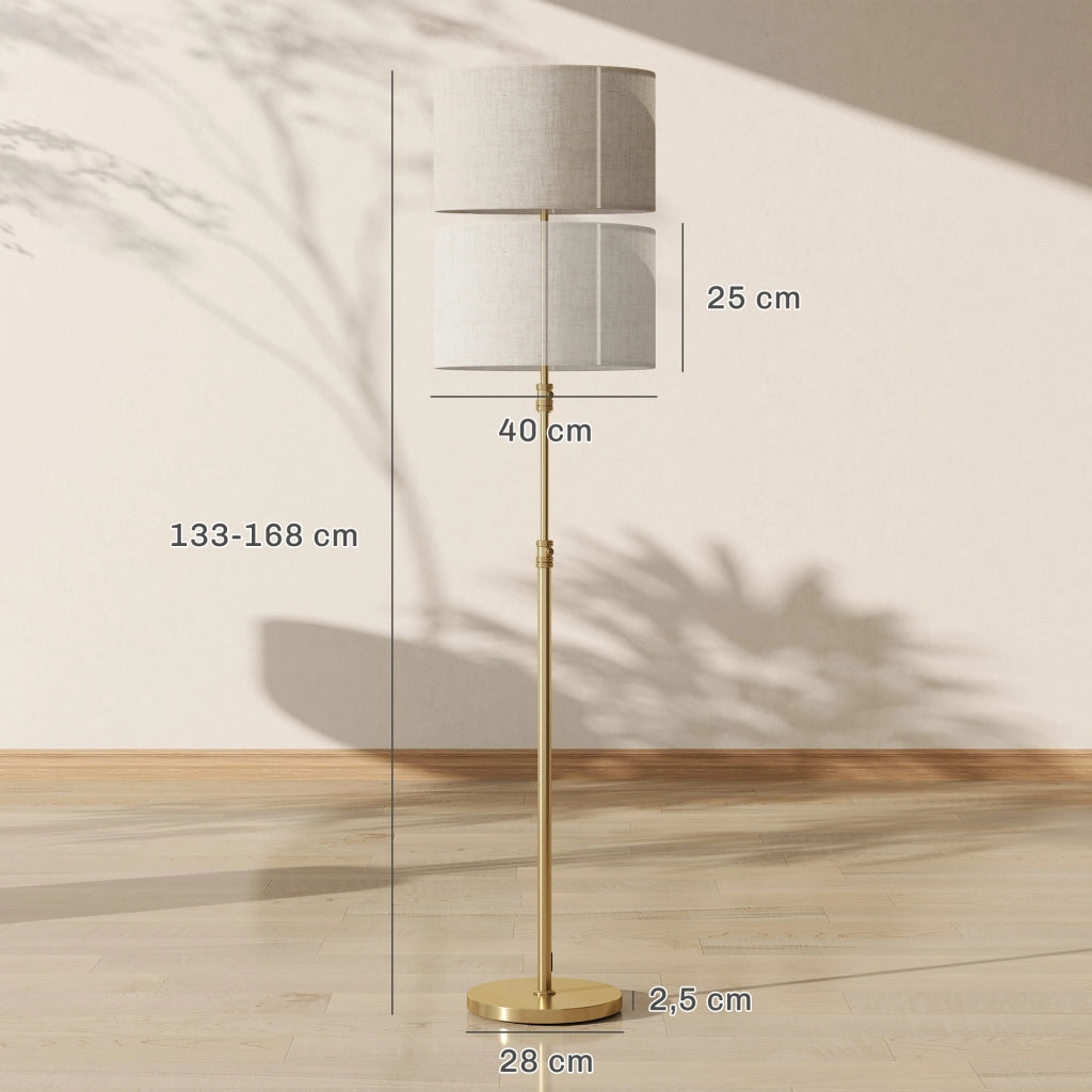 Lampada da terra dimmerabile con telecomando ¨C Xylo ¨C lino dorato regolabile 133-168cm