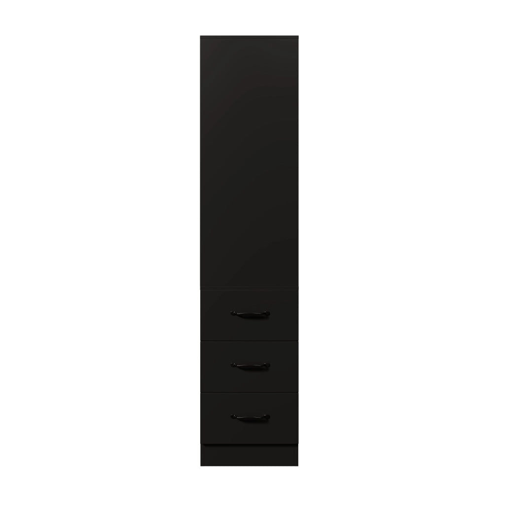 Libreria stretta 60x38x180 cm nera con cassetti laterali