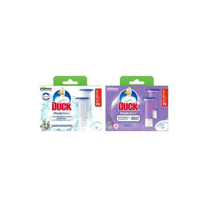 DUCK FRESH DISC  WC SET 2 RICARICHE DA 6PZ EUCALIPTO E LAVANDA ASSORTITI