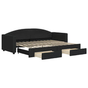 Divano letto | Sof¨¤ letto | Letto singolo Estraibile con Cassetti Nero 80x200 cm in Tessuto